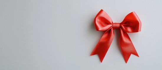 Canvas Print - Elegant shiny red satin ribbon bow on a clean white background ideal for gifting or decoration with ample copy space for text integration