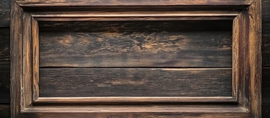 Sticker - Rustic wooden frame on dark wood background perfect for creative photography and design projects