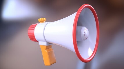 Aufkleber - A 3D rendering of a cartoon megaphone, ideal for announcements and promotions.
