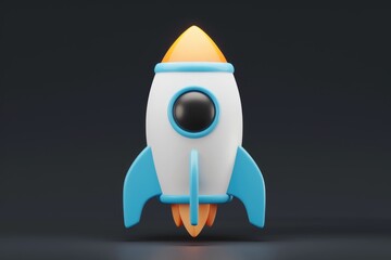Aufkleber - A cute cartoon rocket ready for launch, symbolizing new beginnings and innovation.