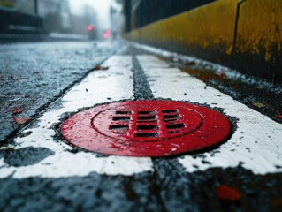 Canvas Print - Red Fire Hydrant Roadside