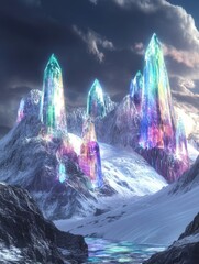 Wall Mural - mountain range with snow cover