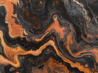 Canvas Print - Close-up of orange and black marble