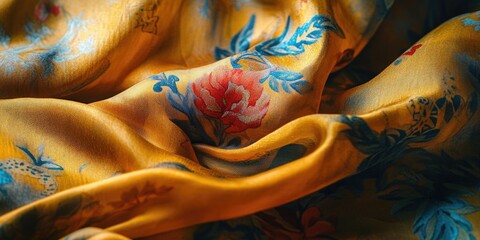 Poster - Yellow floral fabric