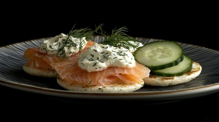 Poster - Salmon plate with cucumbers