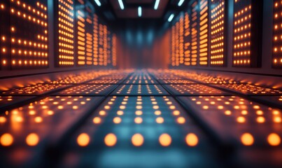 Wall Mural - Grids Grids of glowing pixels pulsating with a futuristic vibe. Generative AI