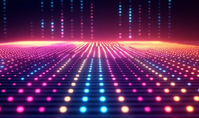 Wall Mural - Grids Grids of glowing pixels pulsating with a futuristic vibe. Generative AI