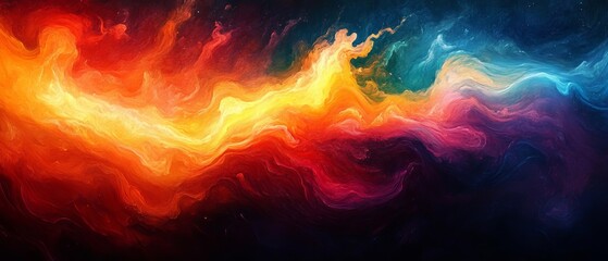 Wall Mural - Fluid Nebula A nebulous, fluid-like motion of light and color blending. Generative AI