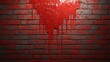 © YURCHENKO ROMAN - Red paint dripping on a brick wall in an urban setting. Generative AI