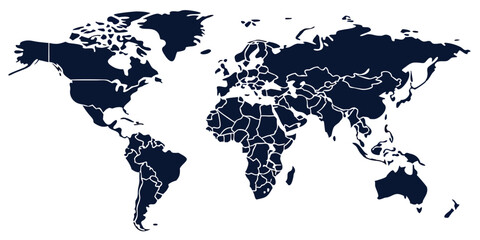 Leinwandbilder - World map vector illustration showcasing geographical boundaries and regions from different continents in a modern design