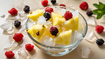 Wall Mural - Refreshing pineapple and berry salad