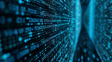 Blue digital tunnel with binary code.