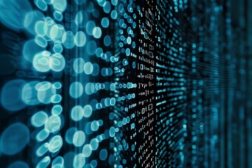 Digital binary code on a blue background