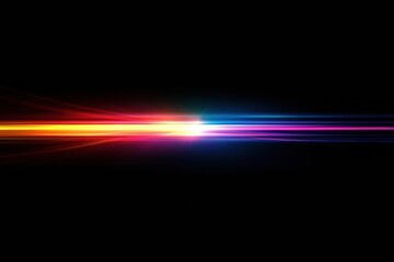 Poster - Abstract colorful light streaks create vibrant patterns in a dark background showcasing dynamic movement and energy. Generative AI