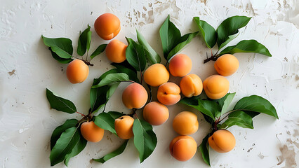 Canvas Print - Fresh apricots with leaves