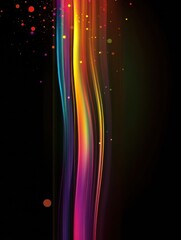 Aufkleber - Colorful streaks of light create an abstract pattern with vibrant hues and soft circles against a black background. Generative AI