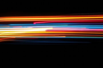 Leinwandbilder - Dynamic abstract colorful light streaks create a vivid display against a dark background ideal for modern art appreciation. Generative AI