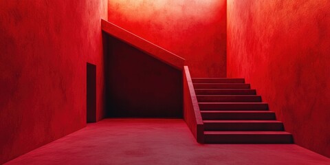 Wall Mural - Red Room with Staircase