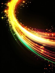 Fototapete - Colorful light streaks create a mesmerizing abstract display on a dark background. Generative AI