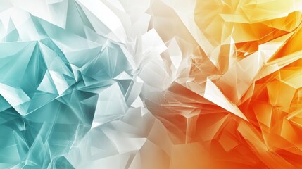 Aufkleber - Dynamic abstract 3D design featuring sharp angles and contrasting colors of blue and orange in a geometric composition. Generative AI