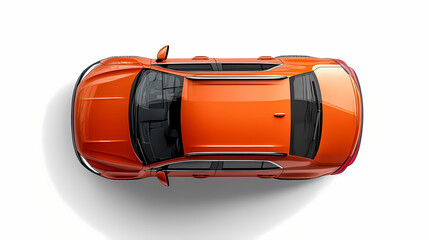 Wall Mural - Top view of a orange suv car on white background. Pinnacle. Illustration
