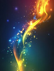 Fototapete - Colorful abstract light streaks illuminate a vibrant background with swirling patterns and radiant sparkles. Generative AI