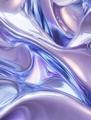 Poster - Mesmerizing abstract 3D waves of purple and silver create a fluid and dynamic visual experience in digital art. Generative AI