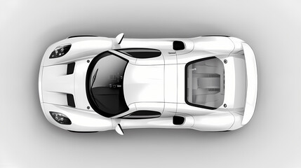 Wall Mural - A top view of a white car on a gray background. Pinnacle. Illustration
