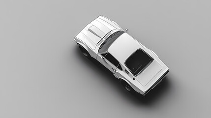 Wall Mural - A top view of a white car on a gray background. Pinnacle. Illustration