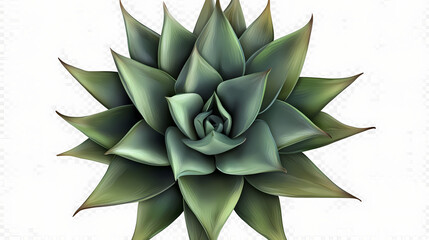 Wall Mural - A top view of an agave plant, isolated on a transparent background, without shadows, text, or letters. Pinnacle. Illustration