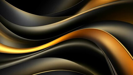 Poster - Video with shimmering gold wave flowing over an abstract black background offers elegance and luxury.
Dynamic motion design with sleek golden curves creates a sophisticated visual.