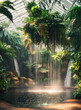 © BOTAHRY DEX - A tropical plants botanical museum with water stream flowing through, beautiful gallery ceiling mounted spot lights.