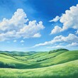© YauheniB - Paisaje de colinas verdes y cielo azul