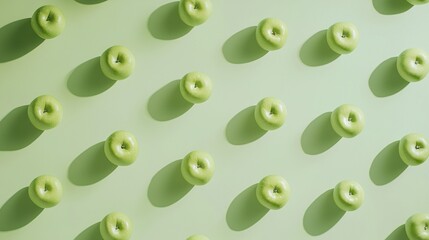Wall Mural -  Green donut cluster atop green wall adjacent to person's shadow head