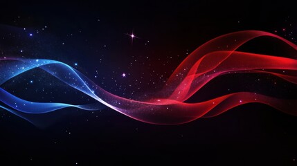 Leinwandbilder - Flowing American flag fabric texture with vibrant colors and a cosmic background of stars and gradients. Generative AI
