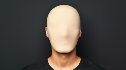 Wall Mural - A striking portrait of a faceless man against a solid black background, emphasizing anonymity and mystery.