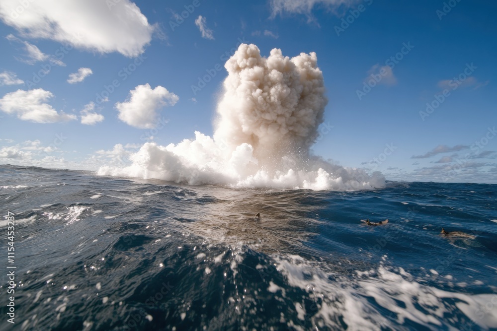Sea Exploding Background An explosive eruption in the ocean captures the essence of power ...