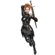 © HWWO Stock - 3D rendered female fantasy character with a dark armor and a sword isolated on transparent background