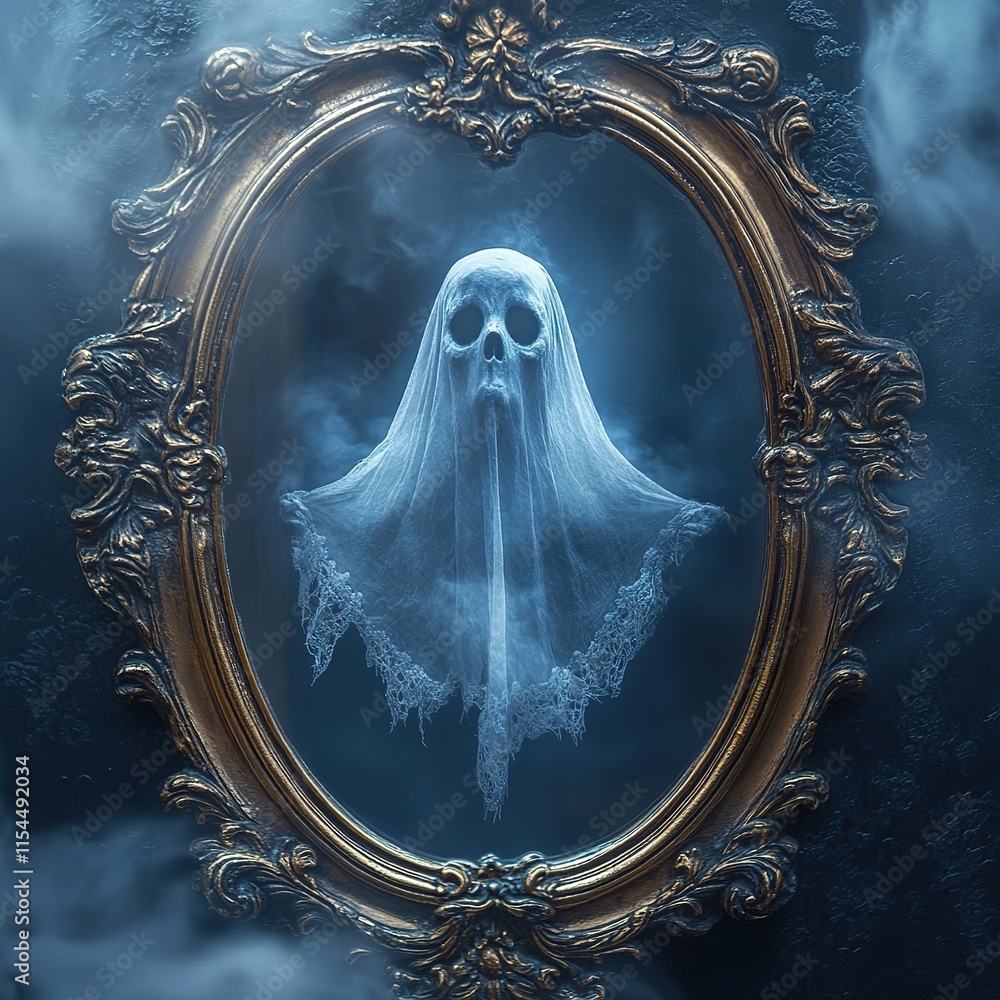 Eerie ghostly reflection abandoned mansion digital art dark atmosphere ...