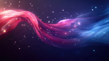 Leinwandbilder - Flowing American flag fabric texture with vibrant colors and starry backdrop. Generative AI