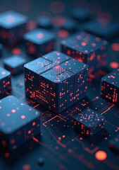 geometric computer models use business tech binary code ai systems abstract rendering