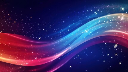 Leinwandbilder - Flowing fabric texture of the American flag in a cosmic background with stars and vibrant colors enhancing its beauty. Generative AI