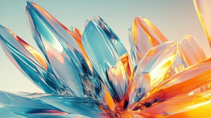 Fototapete - Colorful abstract 3D composition featuring sharp crystalline shapes and vivid hues in a modern artistic display. Generative AI