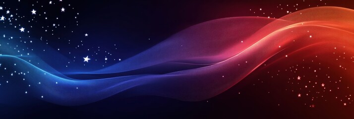 Leinwandbilder - Flowing fabric texture with American flag design in a dynamic display of colors against a dark background. Generative AI