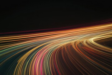 Poster - Colorful light streaks create a dynamic visual display in an abstract nighttime setting. Generative AI