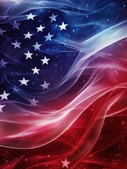 Leinwandbilder - Flowing American flag with vibrant fabric texture celebrating national pride during a festive occasion. Generative AI
