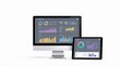 © Elinadwi - Digital dashboard on a computer and tablet displaying various data visualizations.
