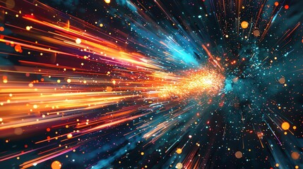 Canvas Print - abstract light streaks converging.