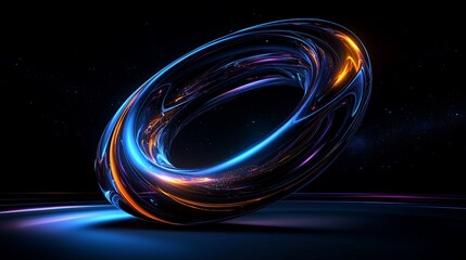 Glowing abstract ring in space.