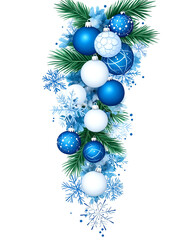 Wall Mural - a blue and white christmas ornament with snowflakes on it. the ornament is hanging from a tree branc